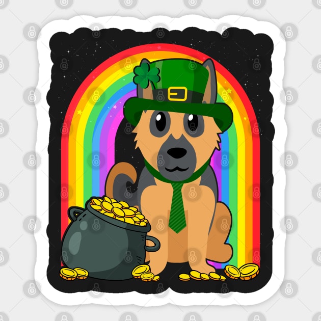 German Shepherd Rainbow Irish Clover St Patrick Day Dog Gift graphic Sticker by theodoros20